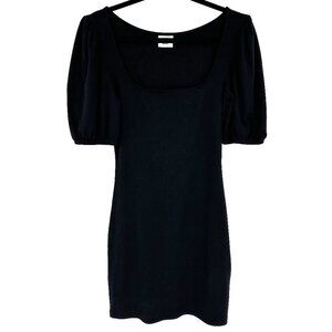 Aritzia Sunday Best Angel Puff Sleeve Ribbed Knit Bodycon Mini Dress Black Small